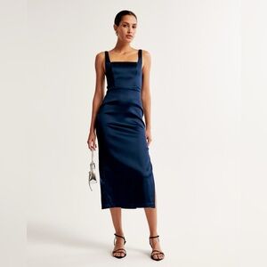 Abercrombie stretch satin midi dress